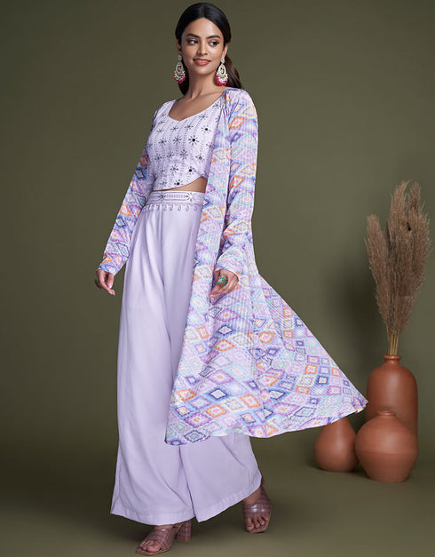 Lavender Georgette Palazzo Suit