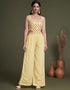 Yellow Weaving Georgette Palazzo Suit Back View