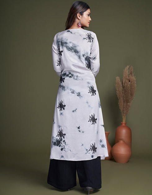 Black Silk Palazzo Suit Back View