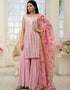 Pink Faux Blooming Palazzo Suit Closure View