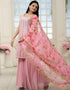 Pink Faux Blooming Palazzo Suit Back View