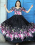Black Designer Function Wear Heavy Readymade Gown Closure View