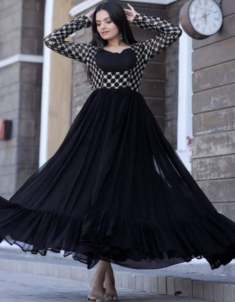 Trendy Grey Butterfly Net Designer Function Wear Heavy Salwar Suit Collection With Grey American Crepe main image 0