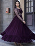 Wine Designer Function Wear Heavy Readymade Gown Back View