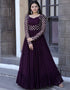 Wine Designer Function Wear Heavy Readymade Gown