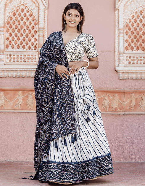 Multi Soft Poly-Cotton Lehenga Choli Closure View