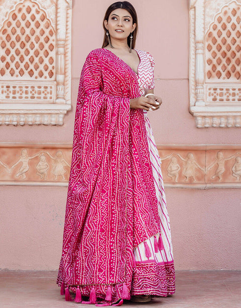 Multi Soft Poly-Cotton Lehenga Choli Closure View