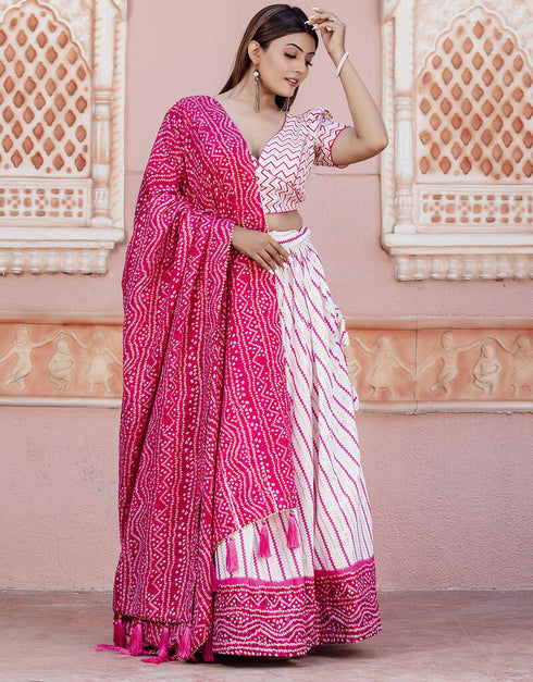 Multi Soft Poly-Cotton Lehenga Choli Back View
