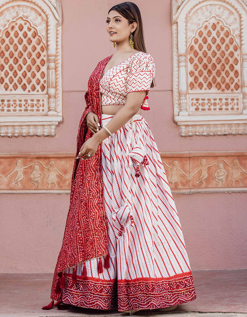 Multi Soft Poly-Cotton Lehenga Choli Closure View