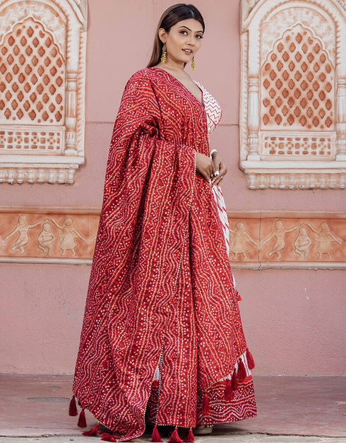 Multi Soft Poly-Cotton Lehenga Choli Back View