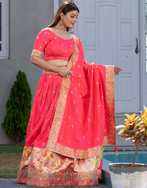 Gajri Paithani Silk Lehenga Choli Closure View