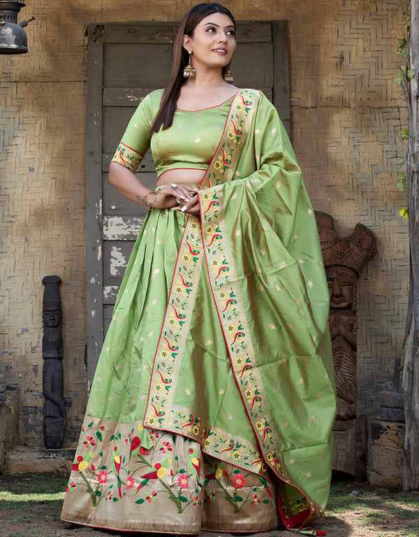 Pista Paithani Silk Lehenga Choli