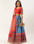 Red Chinon Lehenga Choli Closure View