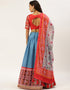 Red Chinon Lehenga Choli Back View