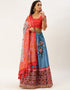 Red Chinon Lehenga Choli