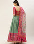 Pink Chinon Lehenga Choli Back View