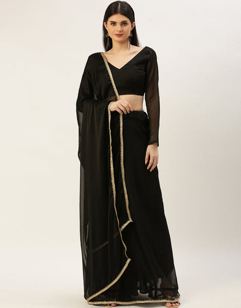 Black Rangoli Silk Lehenga Choli