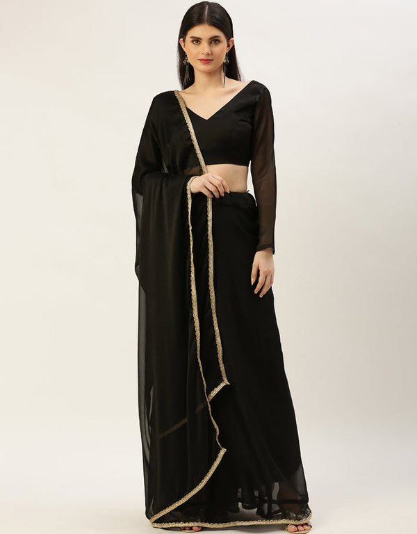 Black Rangoli Silk Lehenga Choli