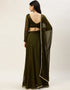 Mehendi Rangoli Silk Lehenga Choli Back View