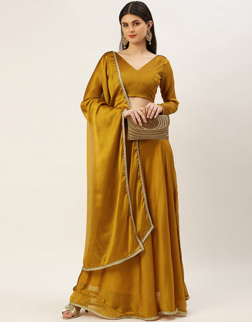 Mustard Rangoli Silk Lehenga Choli