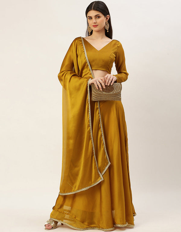 Mustard Rangoli Silk Lehenga Choli