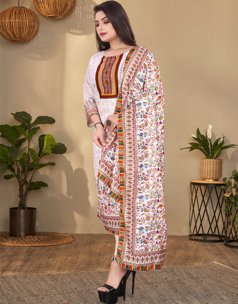 White Printed Maslin N/A Straight Closure View