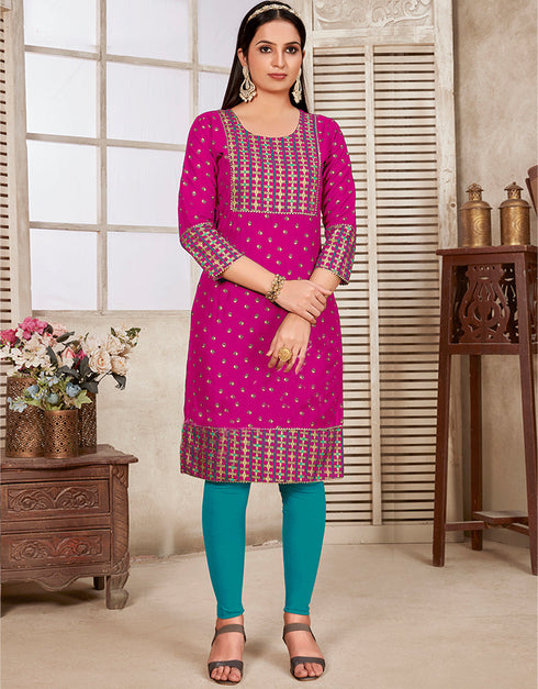 Rani Pink Rayon N/A Straight