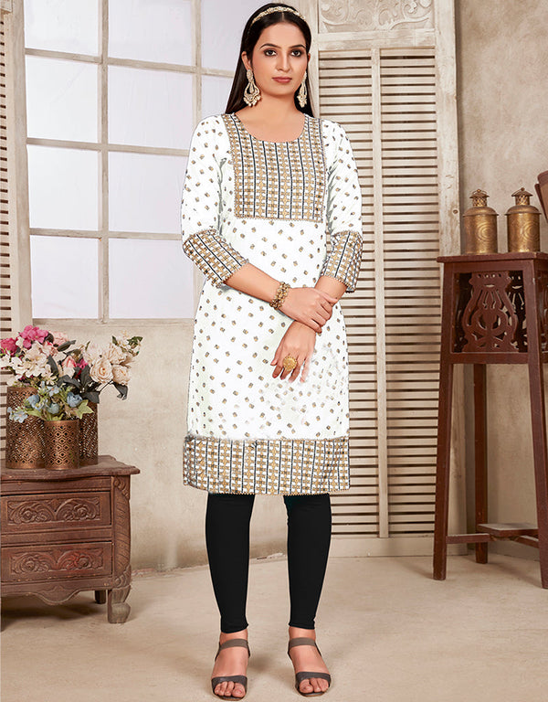 White Rayon N/A Straight