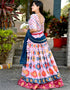 Pink Chinon Lehenga Choli Back View