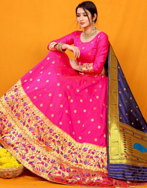 Pink Paithani Lehenga Choli Closure View