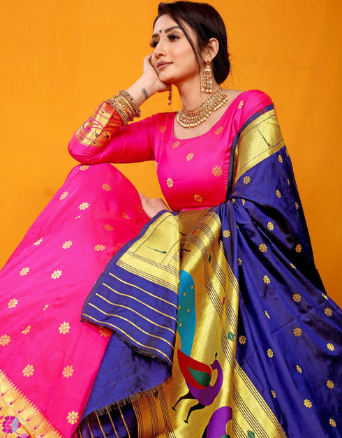 Pink Paithani Lehenga Choli Back View