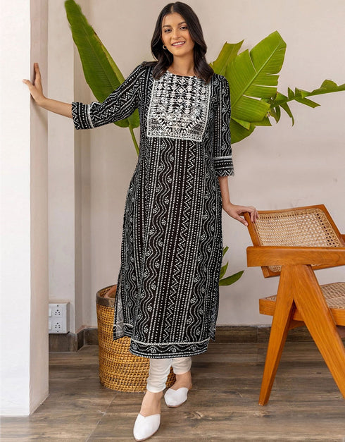 Black Poli Rayon Pant Straight