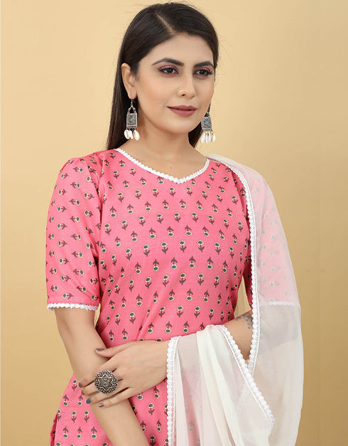 Gajri Pink Magic Slub Cotton Sharara Suit Salwar Kameez