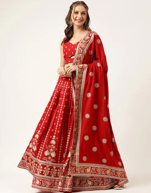 Maroon Rayon Slub Lehenga Choli Closure View