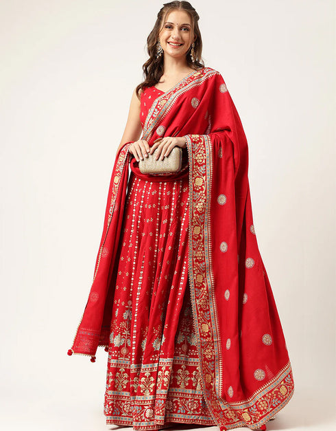 Maroon Rayon Slub Lehenga Choli