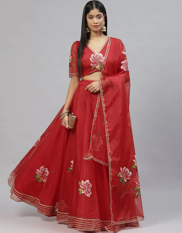 Red Organza Lehenga Choli