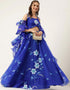 Royal Blue Organza Lehenga Choli Closure View