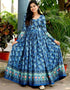 Blue Designer Function Wear Heavy Readymade Gown Closure View