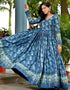 Blue Designer Function Wear Heavy Readymade Gown Back View