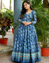 Blue Designer Function Wear Heavy Readymade Gown
