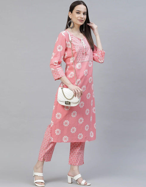 Pink Viscose Rayon Pant Straight Closure View