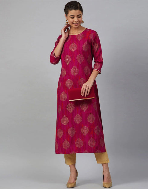 Pink Viscose Rayon N/A Straight Closure View