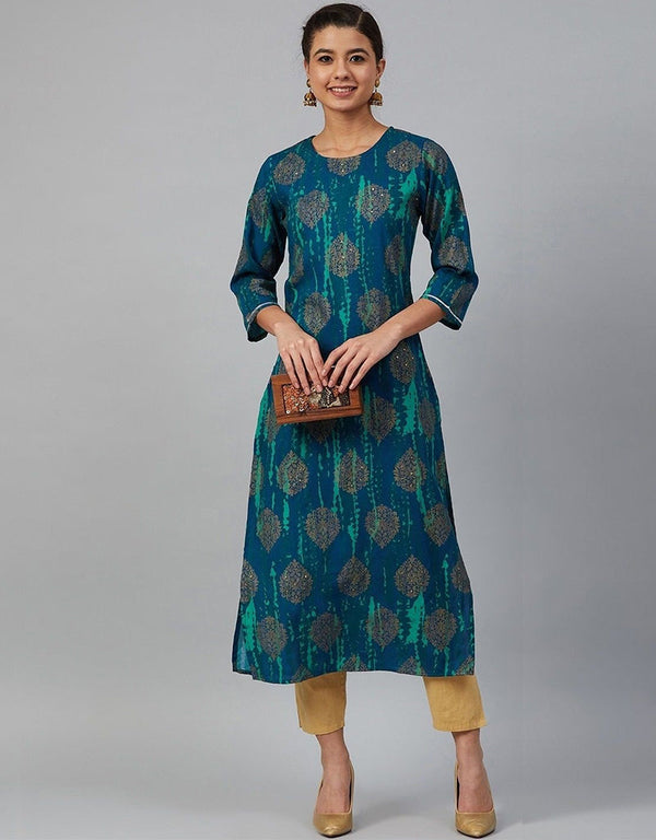 Blue Viscose Rayon N/A Straight