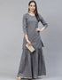 Grey Viscose Rayon Sharara Straight