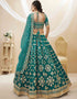 Green Art Silk Lehenga Choli Back View