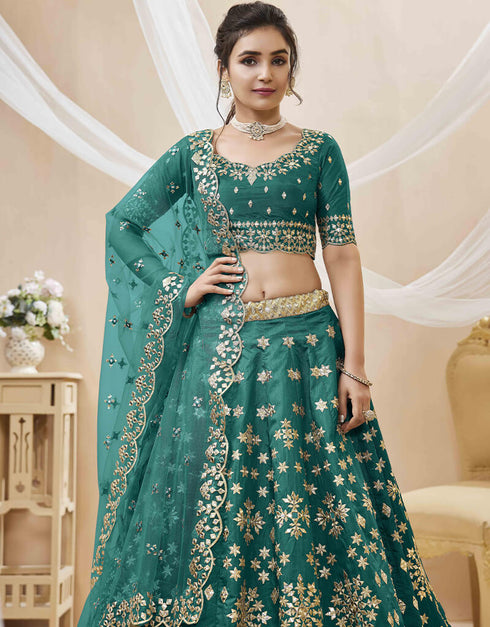 Green Art Silk Lehenga Choli Salwar Kameez