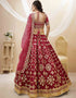Red Art Silk Lehenga Choli Back View