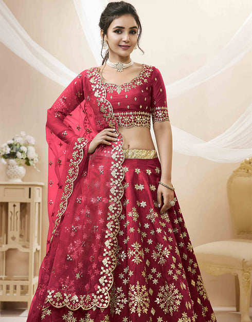 Red Art Silk Lehenga Choli Salwar Kameez