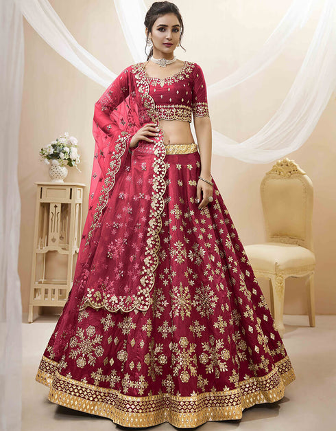 Red Art Silk Lehenga Choli