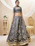 Grey Art Silk Lehenga Choli Closure View